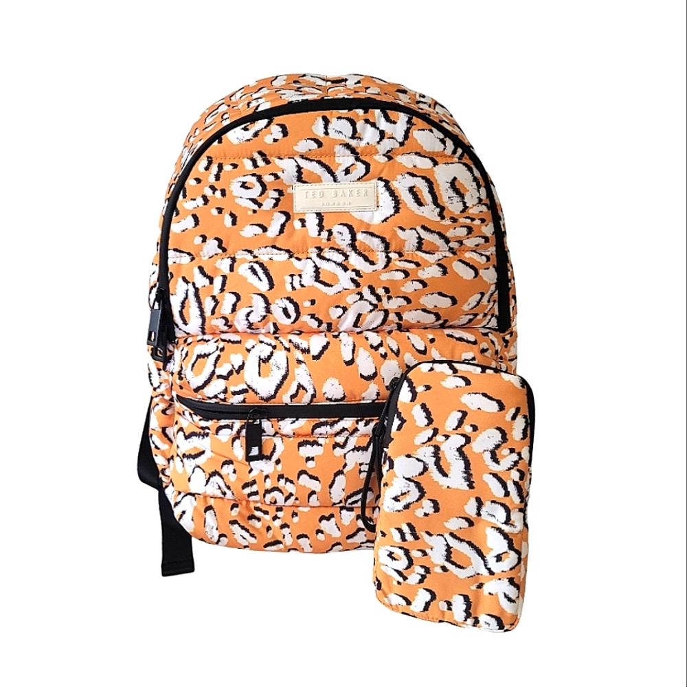 TED BAKER LONDON Leopard Print Puff Backpack & Detachable Mini Pouch